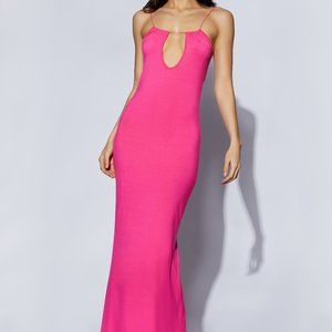 MESHKI Pink Kirsty Strappy Circle Cutout Maxi Dress in Fuchsia Size S